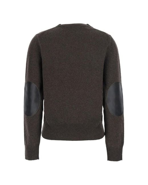 Grifoni Black V-Neck Elbow-Patch Sweater