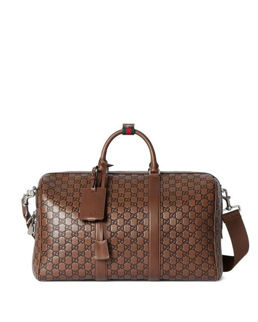 Gucci Brown Gg-Pattern Duffle Bag for men