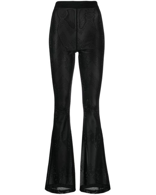 Cynthia Rowley Black Amelia Crystal-embellished Mesh Trousers
