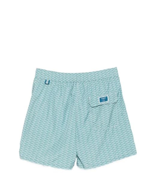 Fefe Blue Patterned Drawstring Swim Shorts for men
