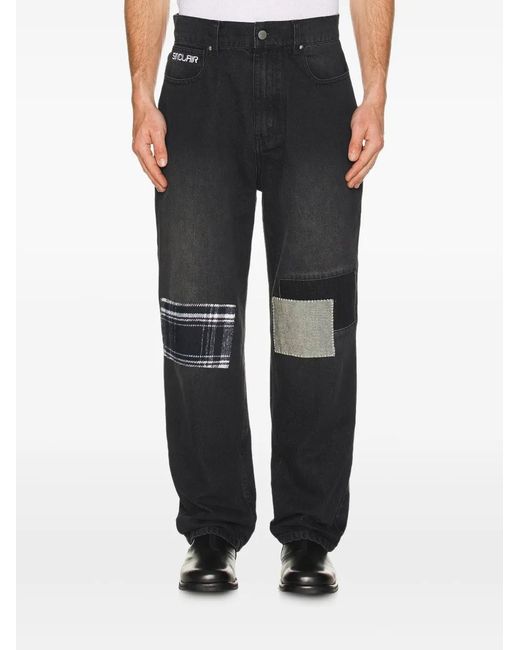 Sinclair Black Patchwork Panel Jeans for men
