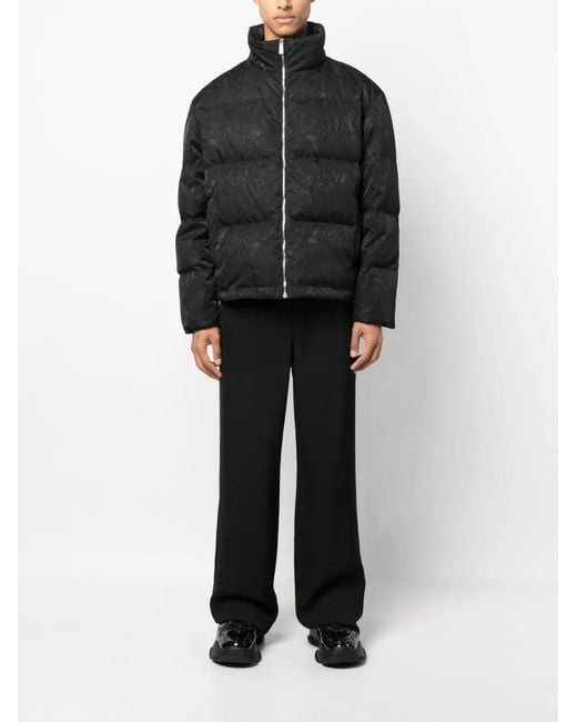 Versace Black Barocco Silhouette Jacquard Puffer Jacket for men