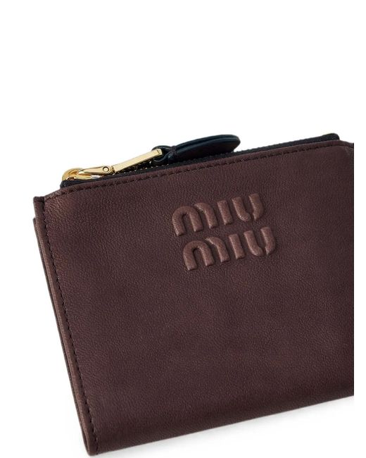 小物 Archive miu miu compact leather wallet Miu Miu Small Leather Wallet in Purple | Lyst UK