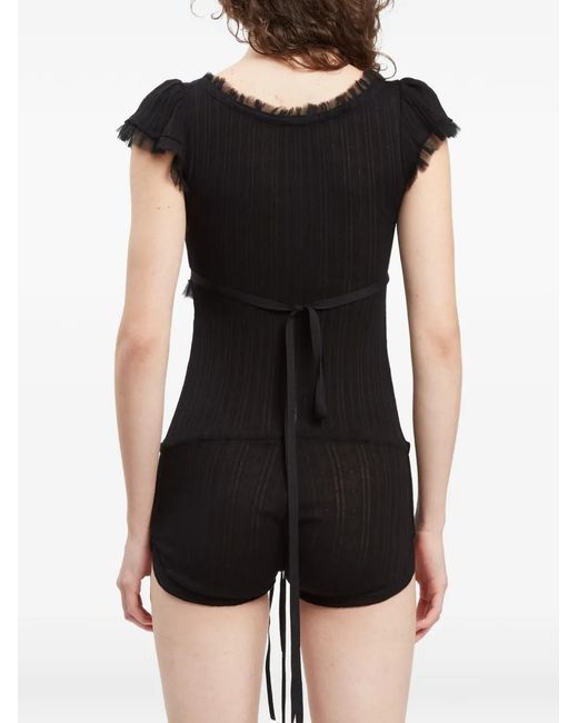 Ann Demeulemeester Black Eila Ruffled Jacquard-Jersey Playsuit