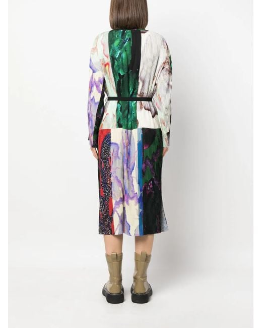 Henrik Vibskov Green Plissé-Effect Midi Dress