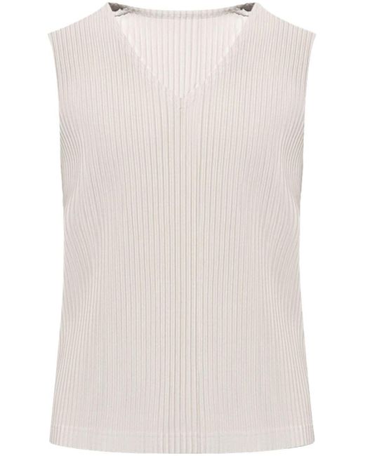 Homme Plissé Issey Miyake White Pleated Tank Top for men