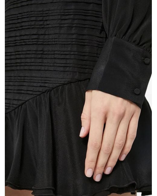 Miss Sixty Black Shirred Ruffled Mini Dress
