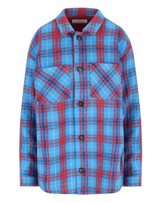 Giada Benincasa Blue Besticktes Hemd mit Karomuster