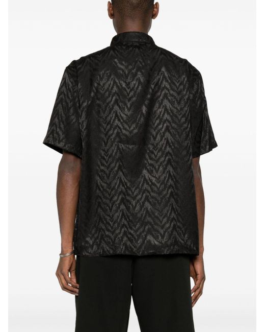 FAMILY FIRST Black Patterned Bowling Shirt for men