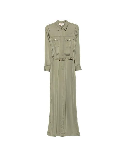 MICHAEL Michael Kors Green Belted Silk-Satin Jumpsuit