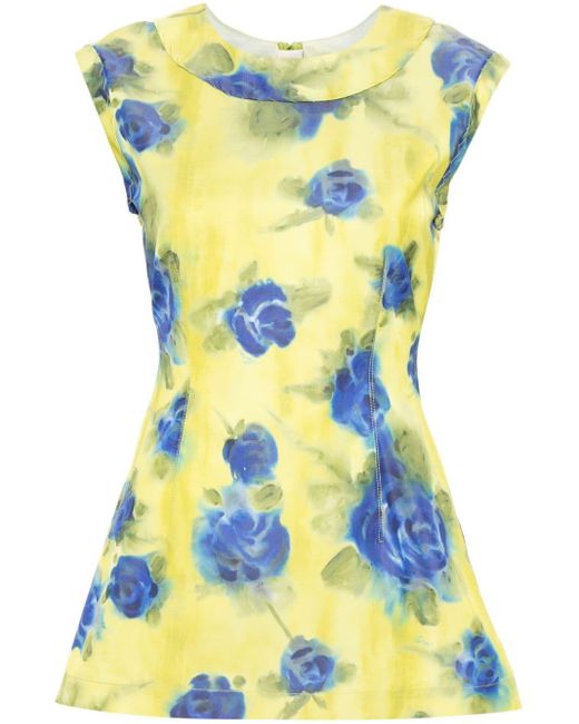 Marni Yellow Taft-Top mit Blumen-Print
