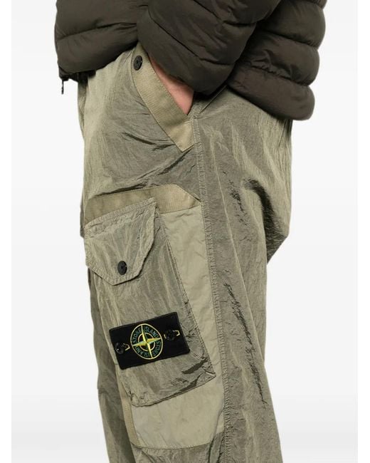 Stone Island Green Logo-Patch Cargo Pants for men