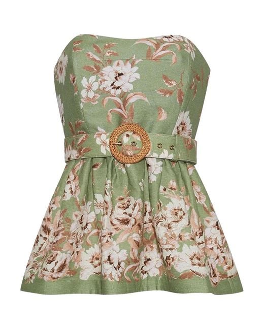 Cara Cara Green Tilda Floral Peplum Top
