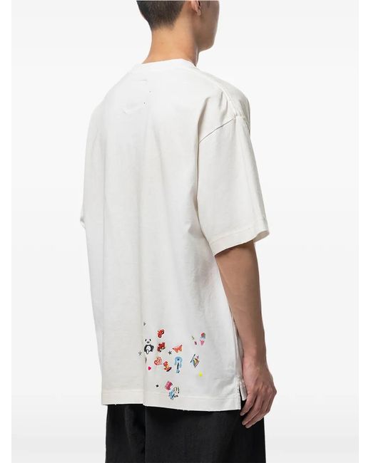 Maison Mihara Yasuhiro White T-Shirt Imprimé À Effet Usé for men