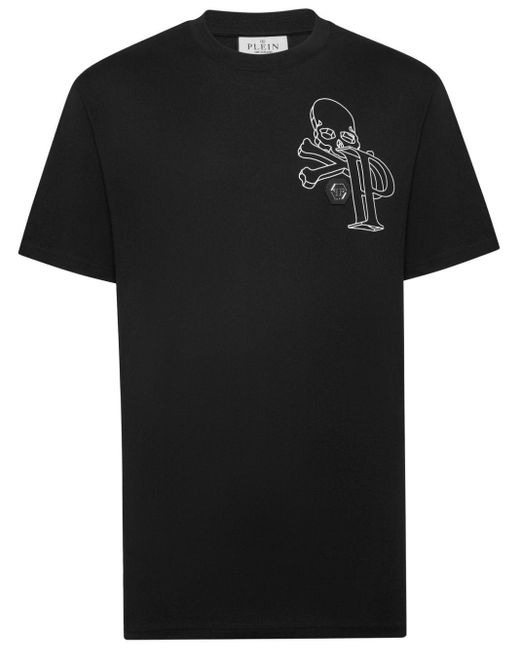 Philipp Plein Black Wire Frame Logo-print T-shirt for men