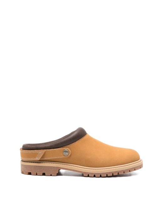 Timberland White Round Logo Mules