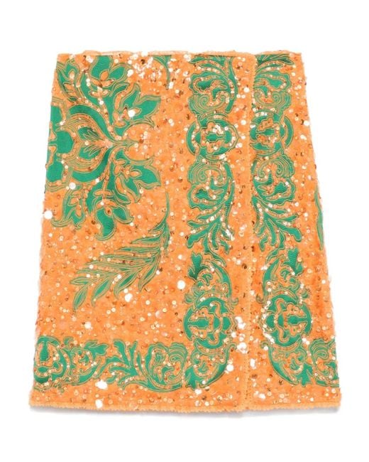 Etro Yellow Sequin Mini Skirt