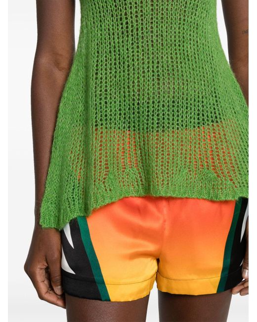 Marques'Almeida Green Open-knit Halterneck Top - Women's - Recycled Polyamide/alpaca Wool