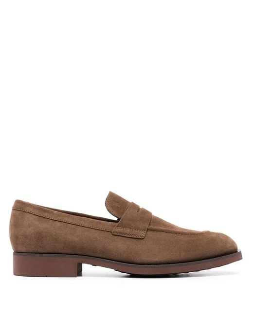 Tod's Brown Penny Slot Suede Loafers for men