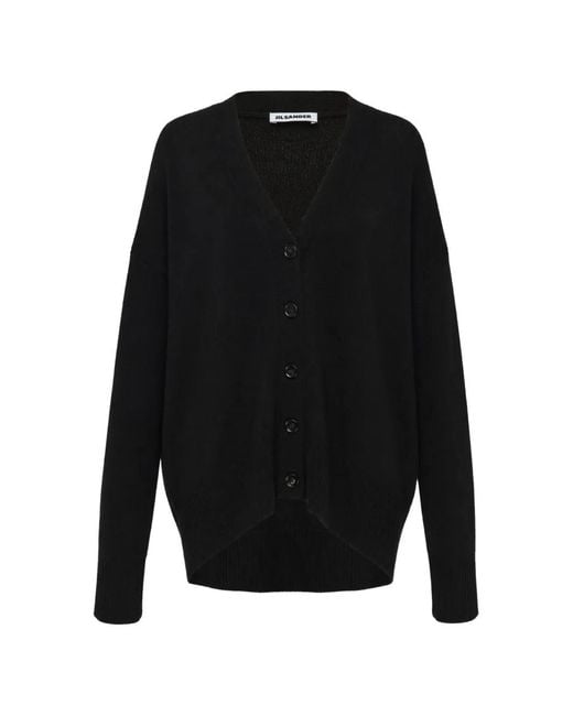 Jil Sander Black V-Neck Long-Sleeve Cardigan