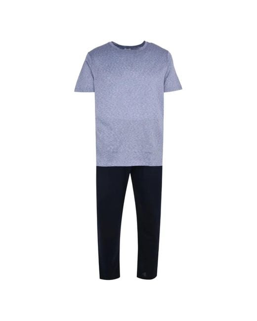 Zimmerli of Switzerland Blue Short-Sleeve Pajamas for men