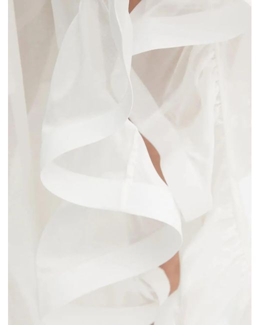 SIMONA CORSELLINI White Cross-Strap Ruffled Midi Dress