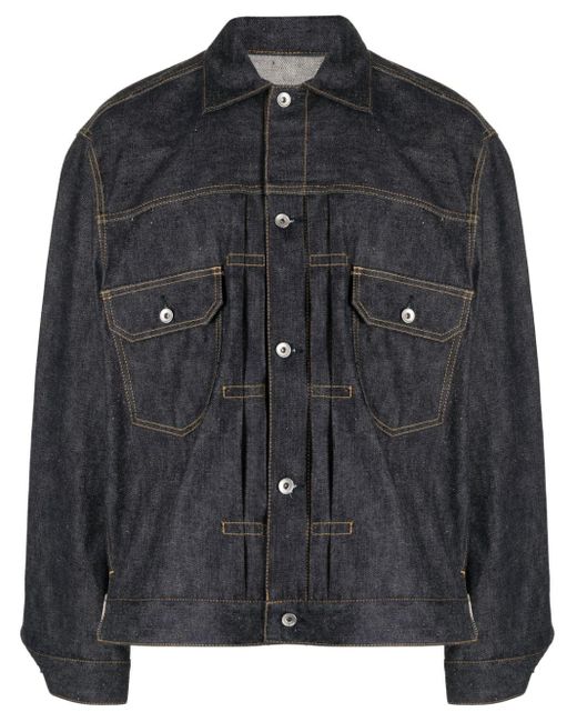 Sacai Black Contrast-stitching Denim Jacket for men