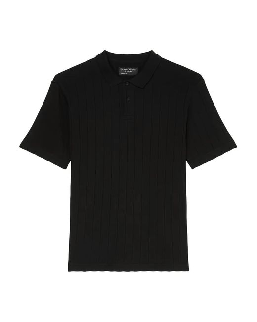 Marc O' Polo Geribbeld Poloshirt in het Black voor heren