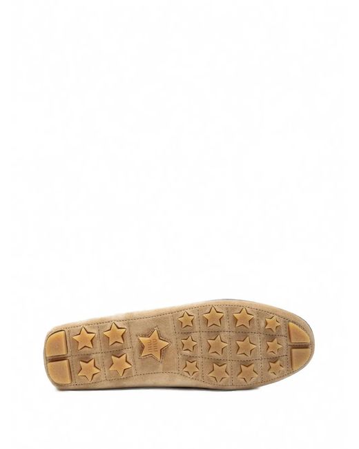 Miu Miu White Logo-Embossed Suede Loafers