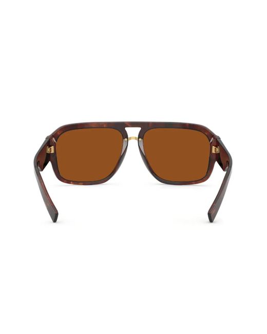 Dolce & Gabbana Brown Dg Crossed Pilot-Frame Sunglasses