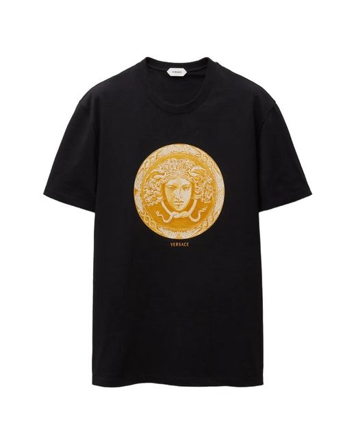 Versace Black Printed Cotton-Jersey Slim T-Shirt for men