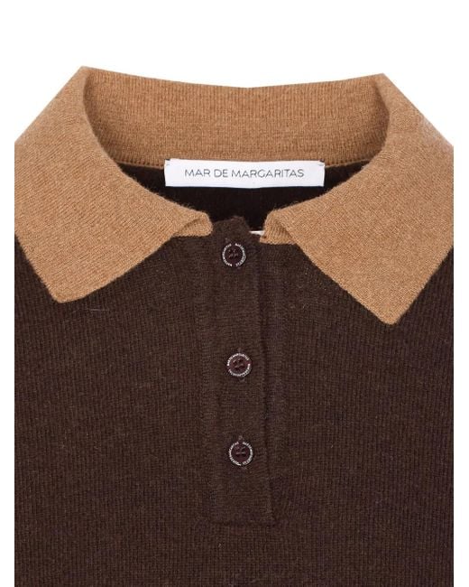 Polo Con Colletto A Contrasto di Mar De Margaritas in Brown