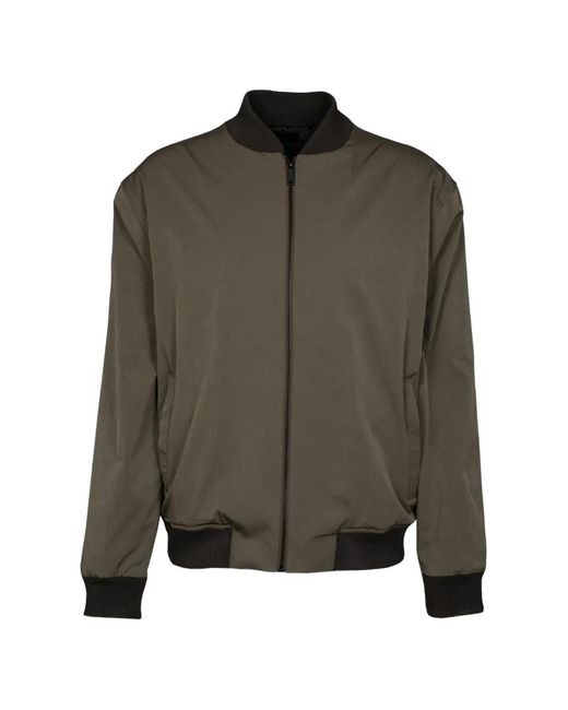Karl Lagerfeld Green Ribbed-Trim Zip-Up Bomber Jacket for men