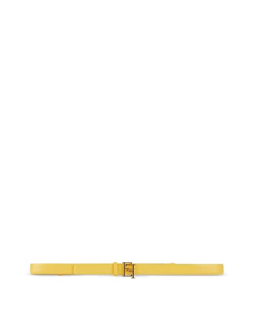 Elisabetta Franchi Yellow Leather Belt With Buckle