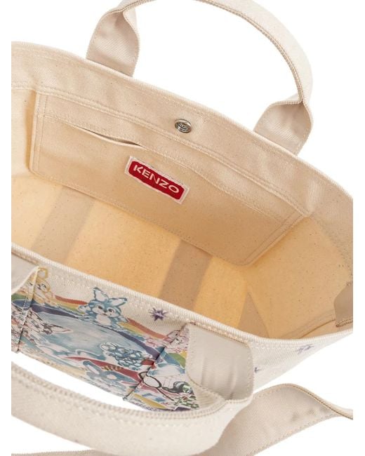 KENZO White Small Cartoon Tote Bag