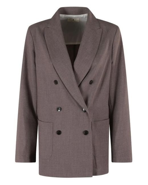 Myths Brown Double-Breasted Patch-Pocket Blazer