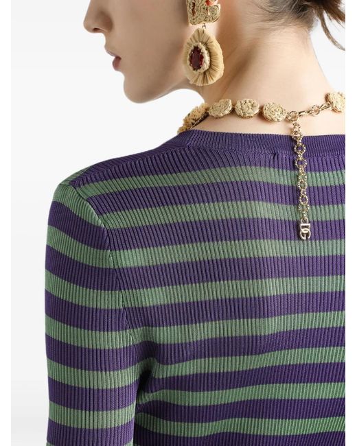 Dolce & Gabbana Purple Striped Sweater