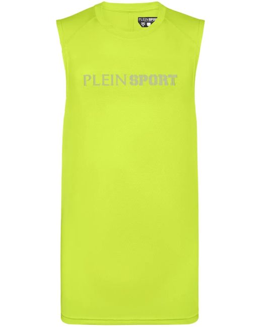 Philipp Plein Green Reflective Tank Top Round Neck for men