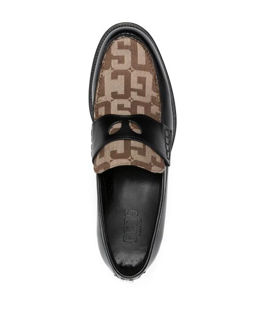 Gcds Black Wirdo Monogram-Pattern Loafers