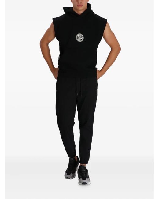 HUGO Black Sleeveless Graphic Hoodie for men