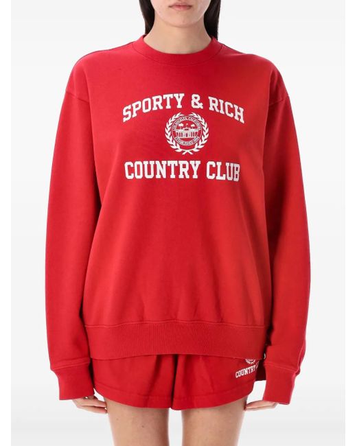 Sporty & Rich Red Cotton Sweatshirt