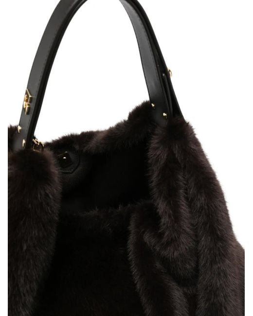 Gherardini Black Faux-Fur Shoulder Bag