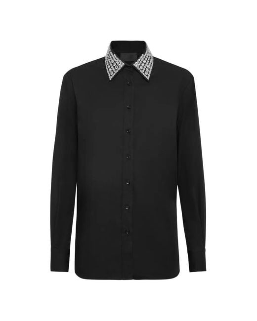 Philipp Plein レディース ブラック ビジュートリム シャツ