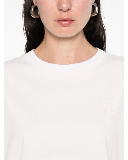 Sandro White Logo-Embroidered T-Shirt