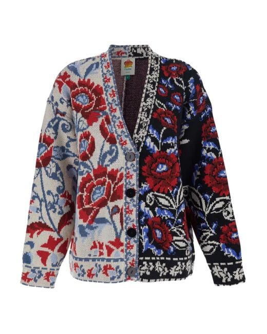 Farm Rio Black Mixed Valentina Floral Button Cardigan