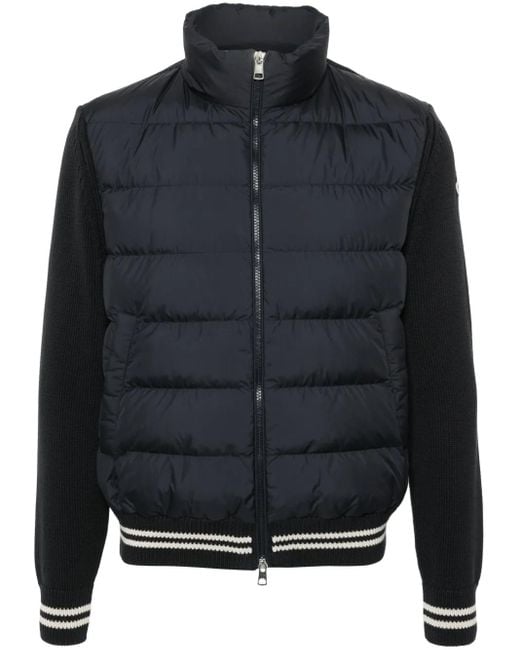 Moncler Blue Knitted-Panels Padded Jacket for men