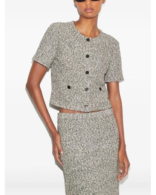 Cárdigan de tweed con botones Tory Burch de color Gray