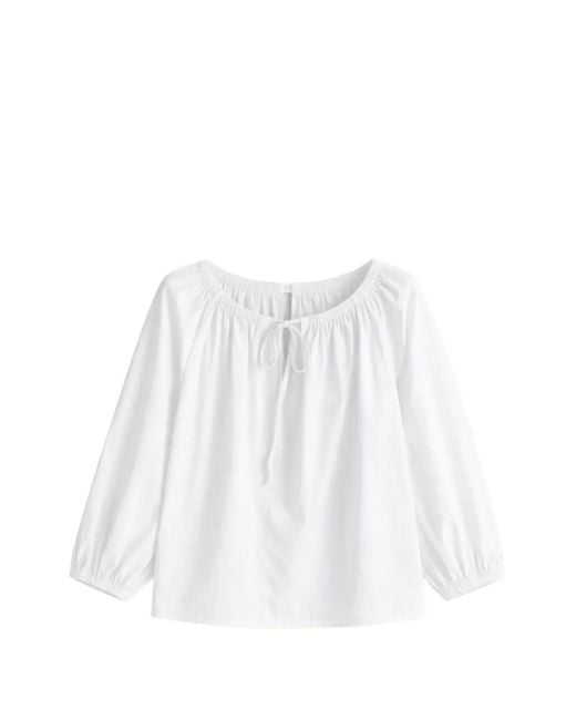 Liviana Conti White Gathered Tie-Fastening Blouse
