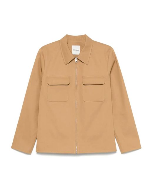 Sandro Natural Cotton Long-Sleeve Overshirt for men