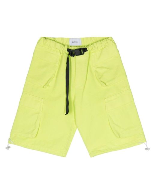 Bonsai Yellow Laser Dyed Cotton Cargo Shorts for men